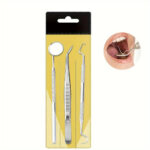 3Pcs Stainless Steel Dental Mirrors Oral Scope Tweezers Teeth Cleaning Tool Oral Dental Cleaning Kit Dentist Instrument