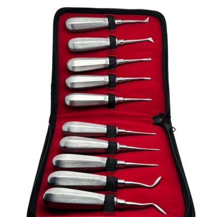 10Pcs Dentist Tools Set Dental Extraction Elevator Kit Straight Curved Root Lifter Dental Lab Instruments