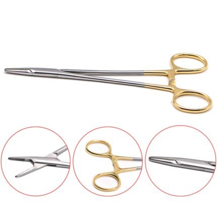 Dental Needle Holder Plier Reusable Gold Plated Handle Orthodontic Forcep Surgical Instrument