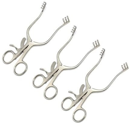 3 PCS WEITLANER RETRACTOR 5.5" BLUNT 3X4 PRONG VETERINARY STAINLESS STEEL