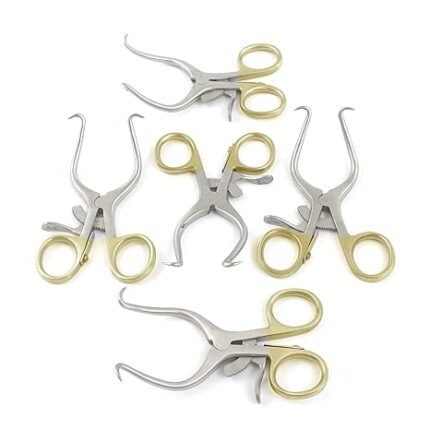 SET of 5 O.R GRADE GELPI RETRACTOR 3.5" with GOLD HANDLE